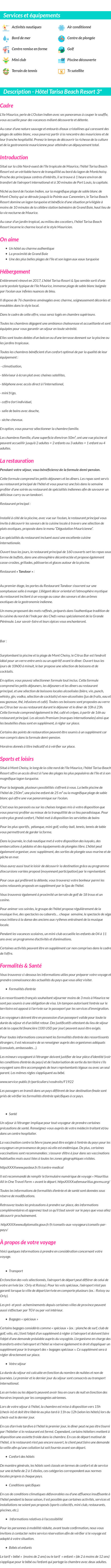 Détails du séjour