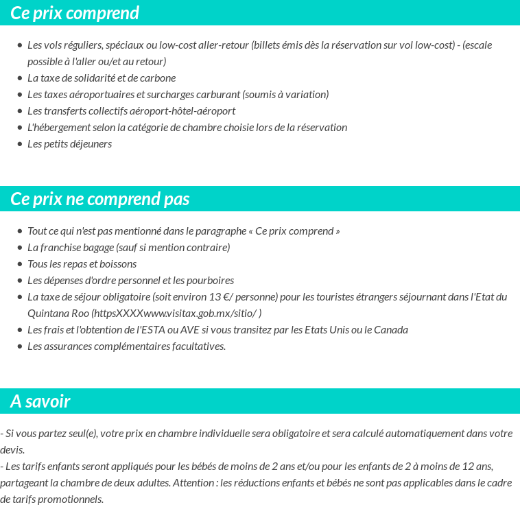 Conditions tarifaires