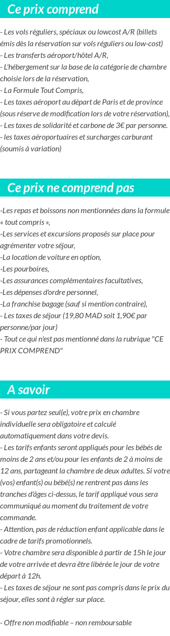 Conditions tarifaires