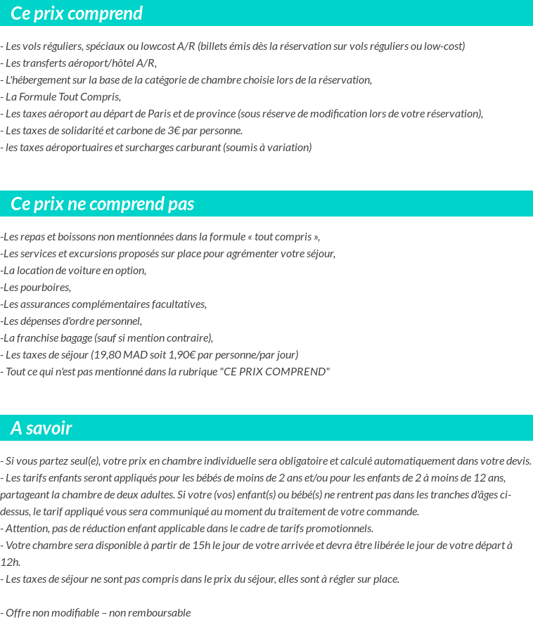 Conditions tarifaires