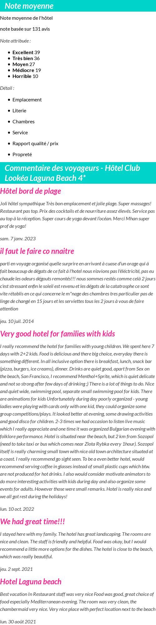 Avis clients