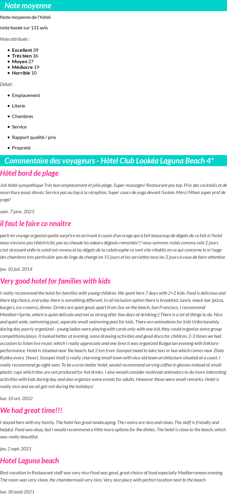 Avis clients