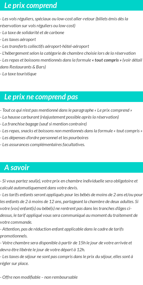 Conditions tarifaires