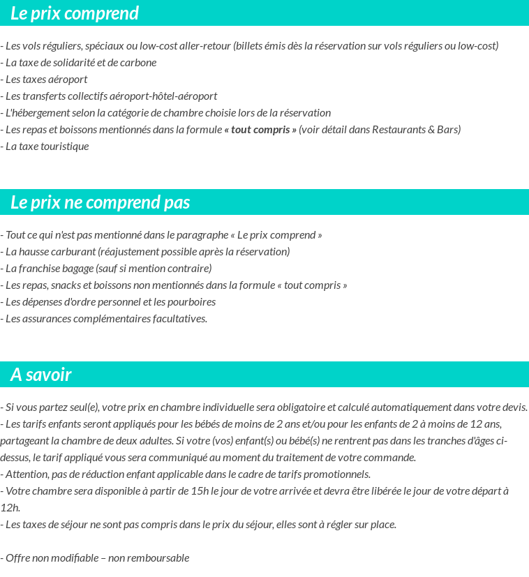 Conditions tarifaires