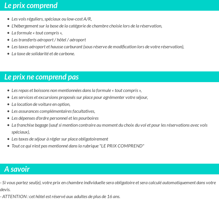 Conditions tarifaires