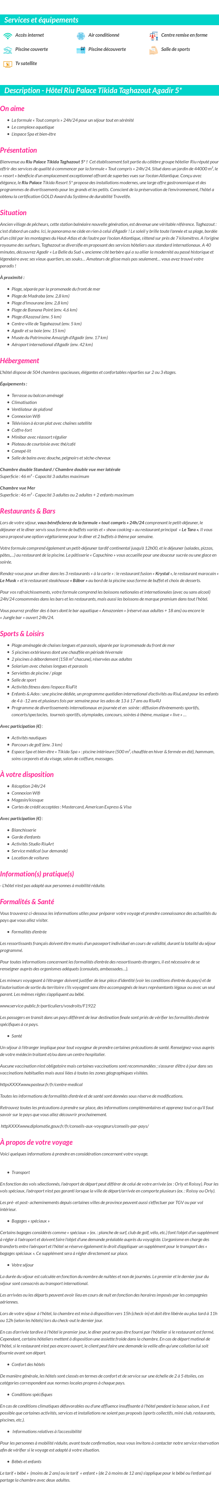 Détails du séjour