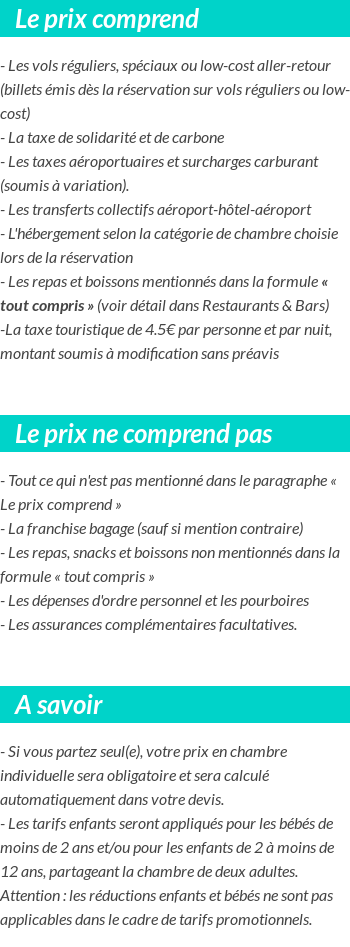 Conditions tarifaires