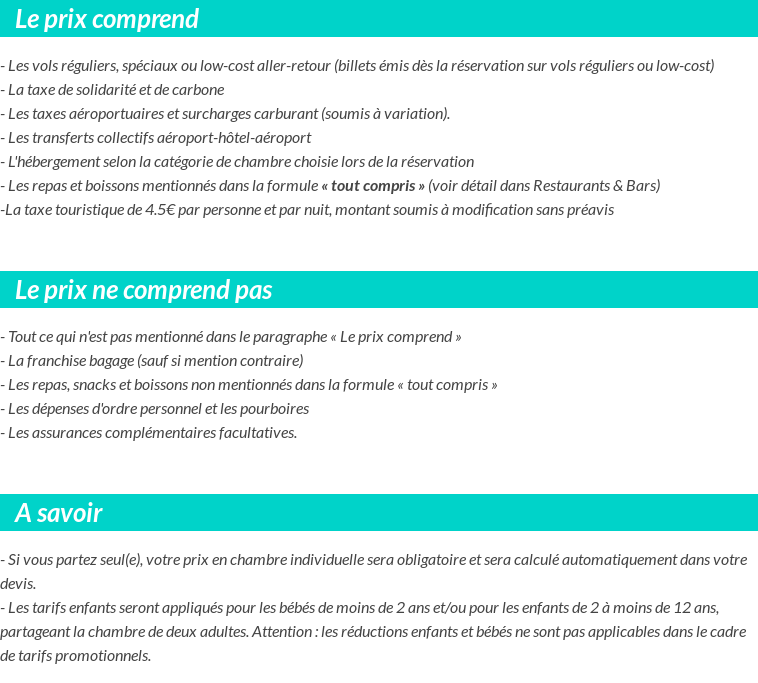 Conditions tarifaires