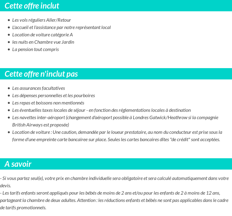 Conditions tarifaires