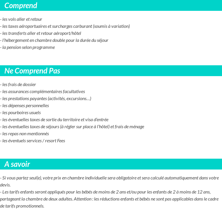 Conditions tarifaires