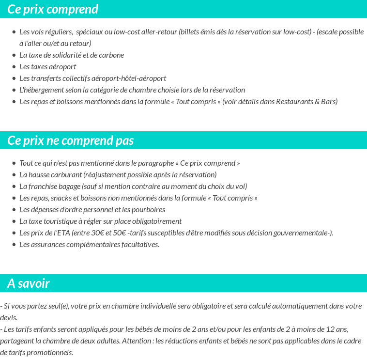 Conditions tarifaires