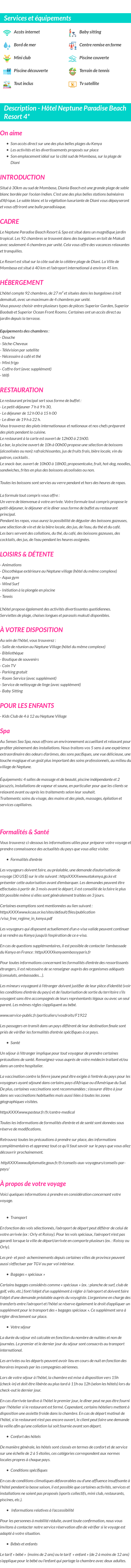 Détails du séjour