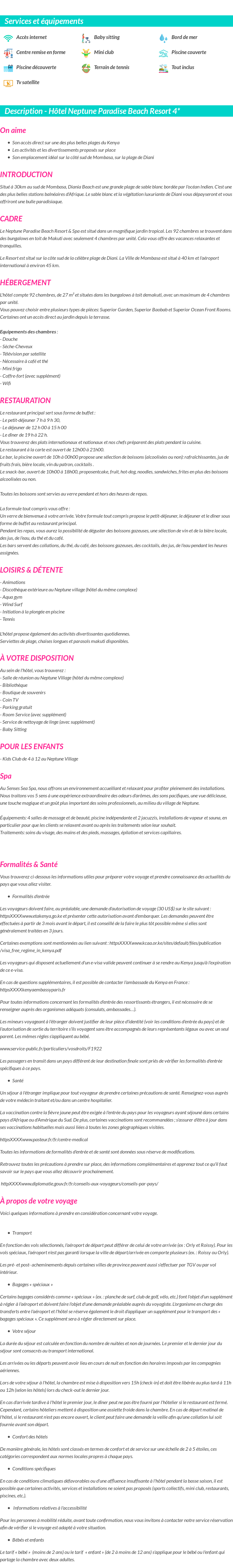 Détails du séjour
