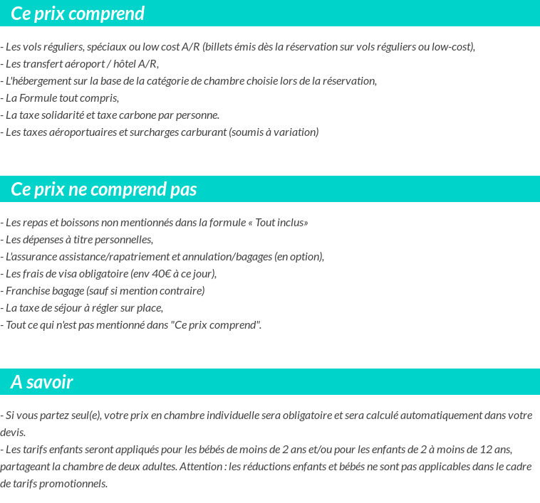 Conditions tarifaires
