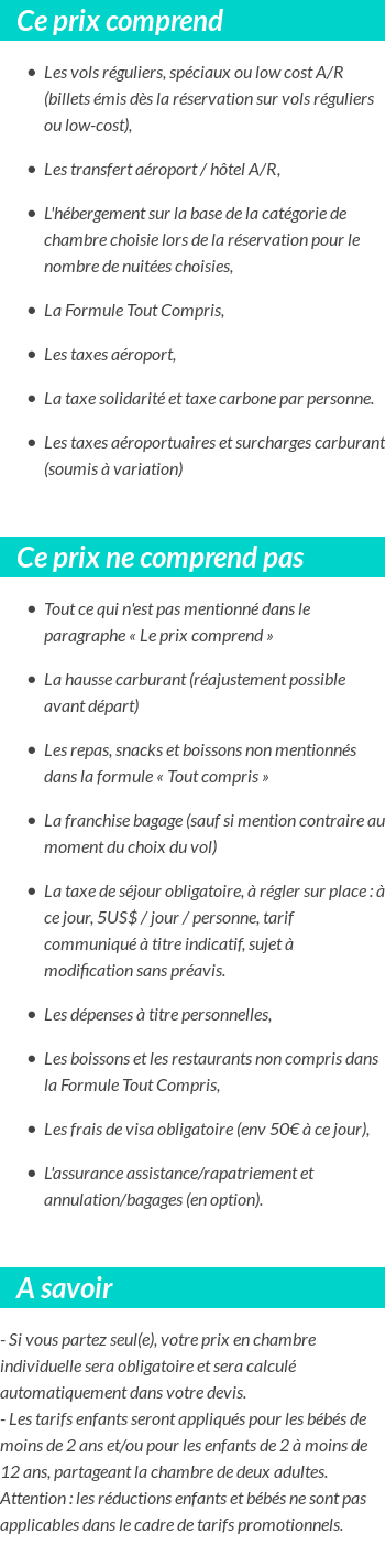 Conditions tarifaires