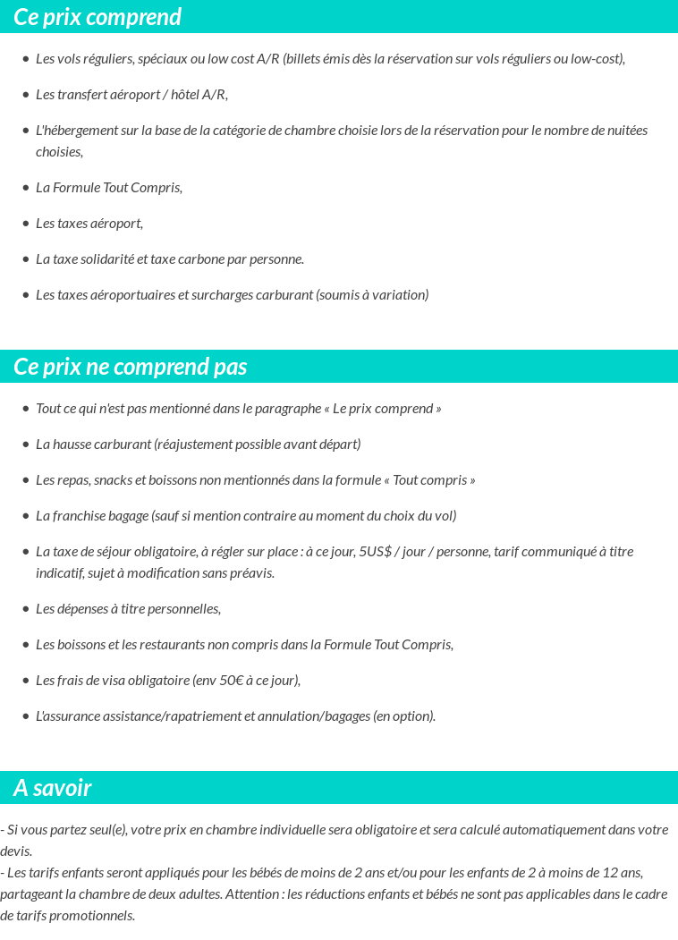 Conditions tarifaires