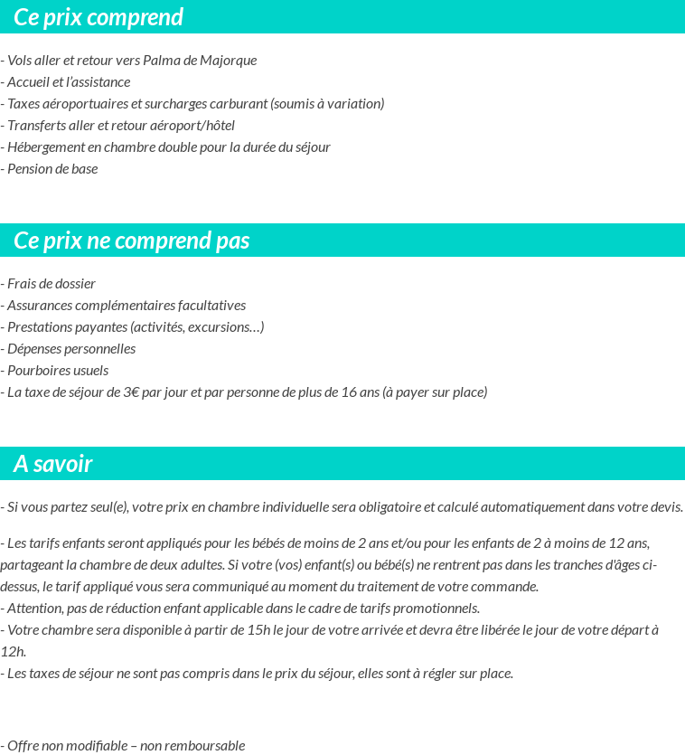 Conditions tarifaires