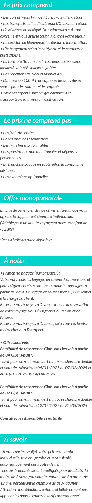 Conditions tarifaires