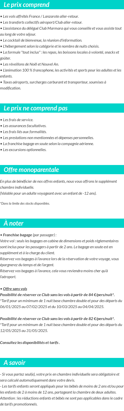 Conditions tarifaires