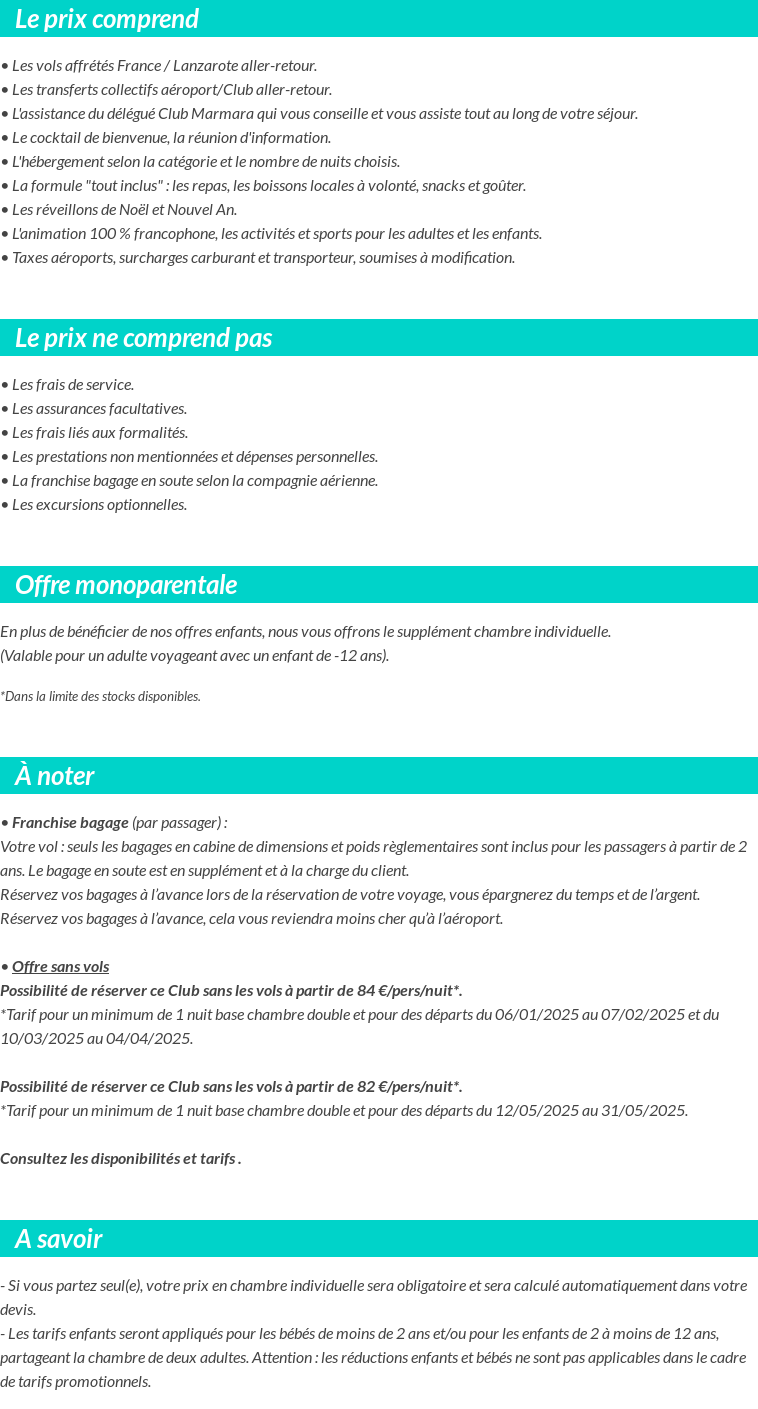 Conditions tarifaires