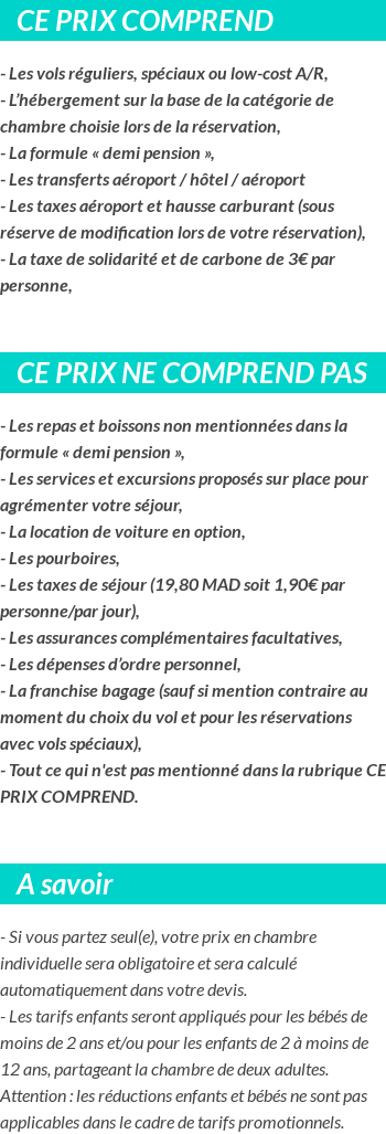 Conditions tarifaires