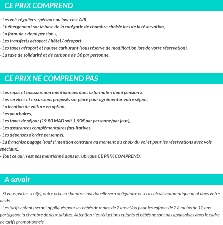 Conditions tarifaires