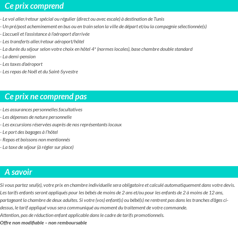 Conditions tarifaires