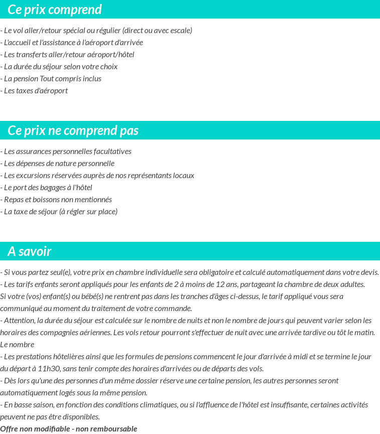 Conditions tarifaires