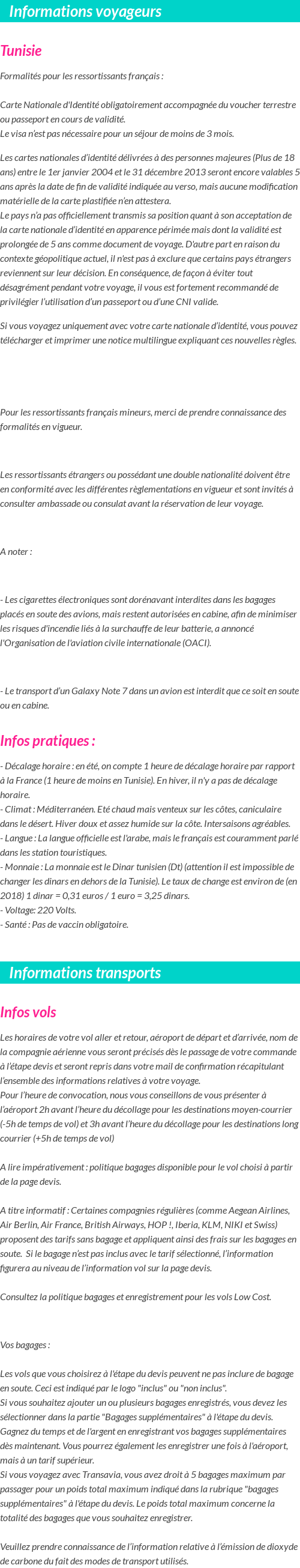 Formalités et infos voyageurs