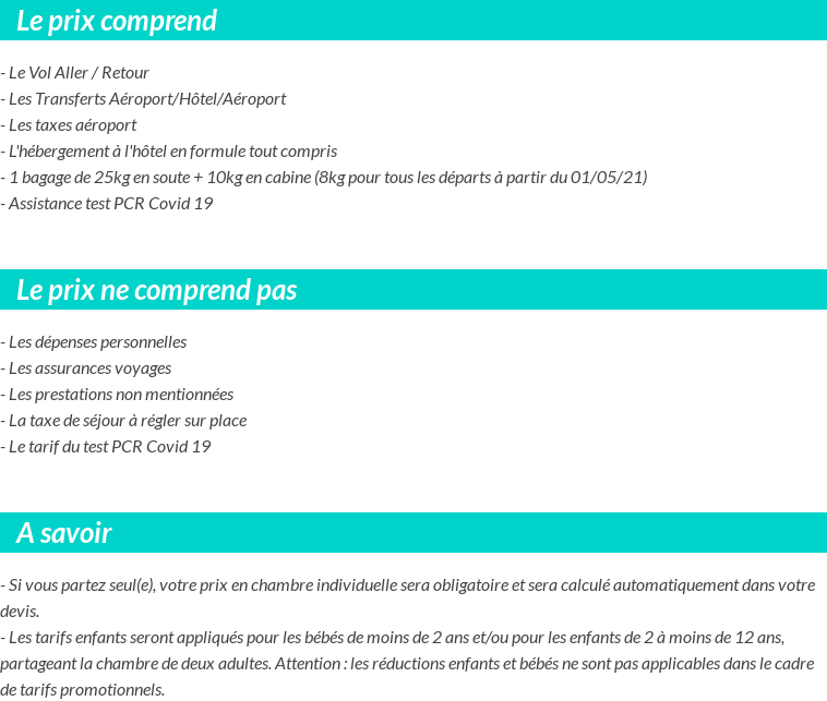 Conditions tarifaires