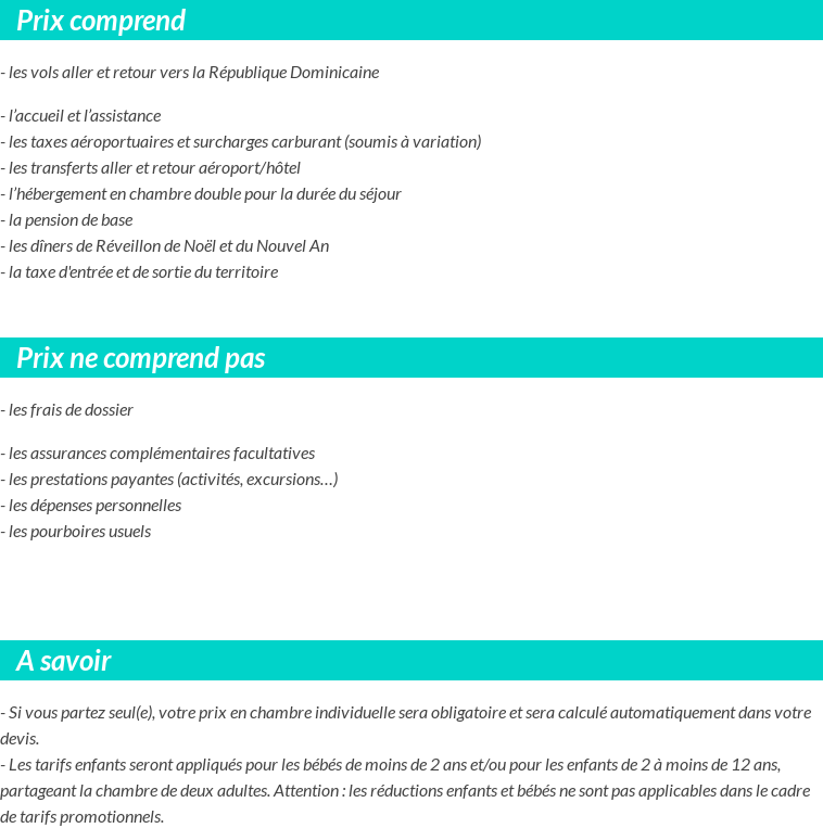 Conditions tarifaires