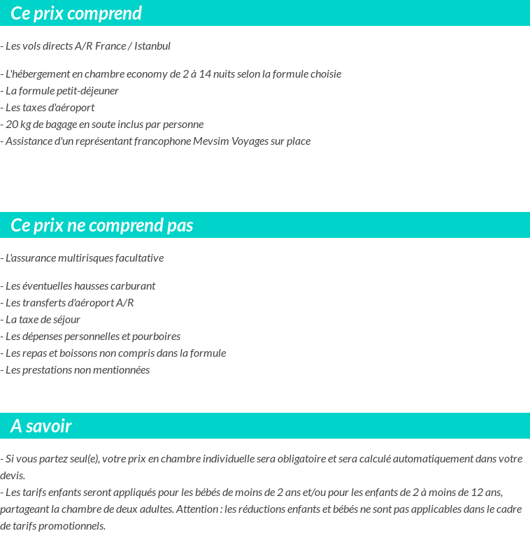 Conditions tarifaires