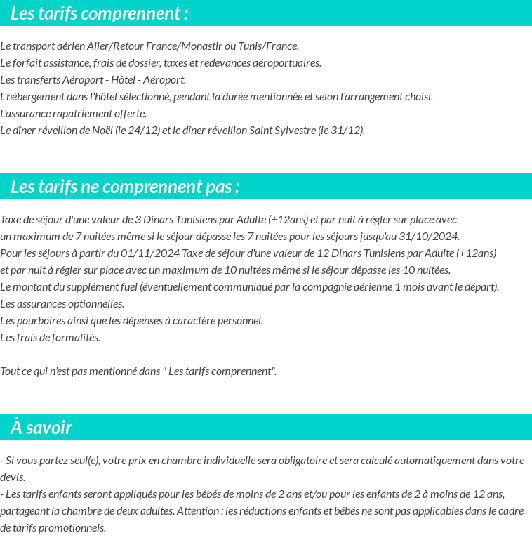 Conditions tarifaires
