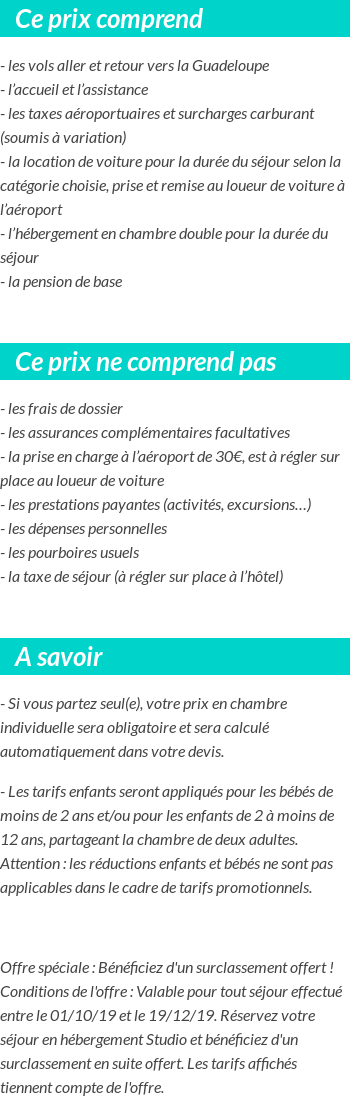 Conditions tarifaires