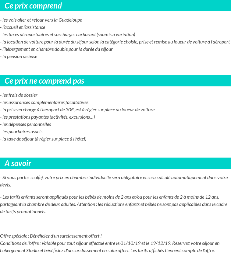 Conditions tarifaires