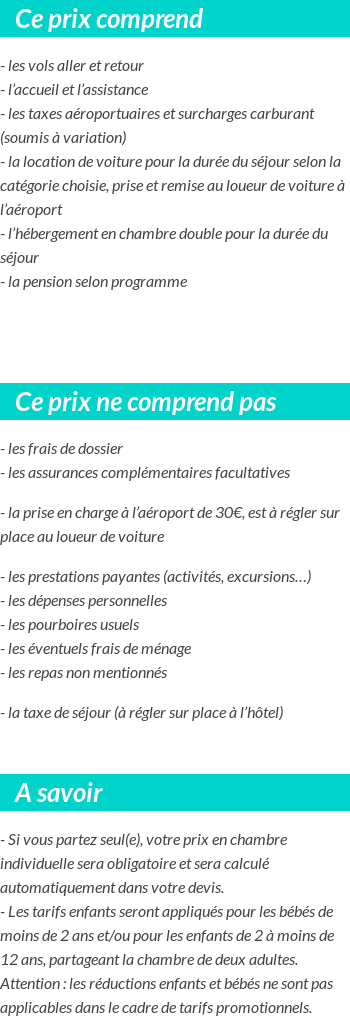 Conditions tarifaires