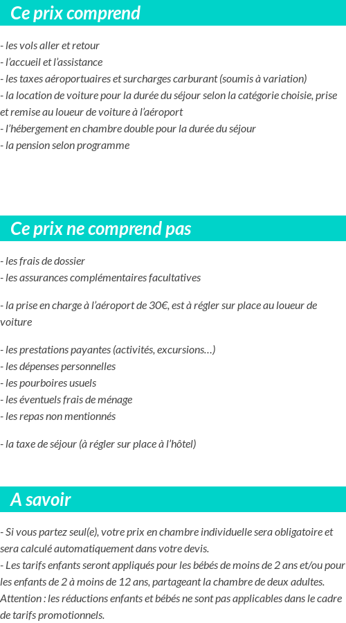 Conditions tarifaires