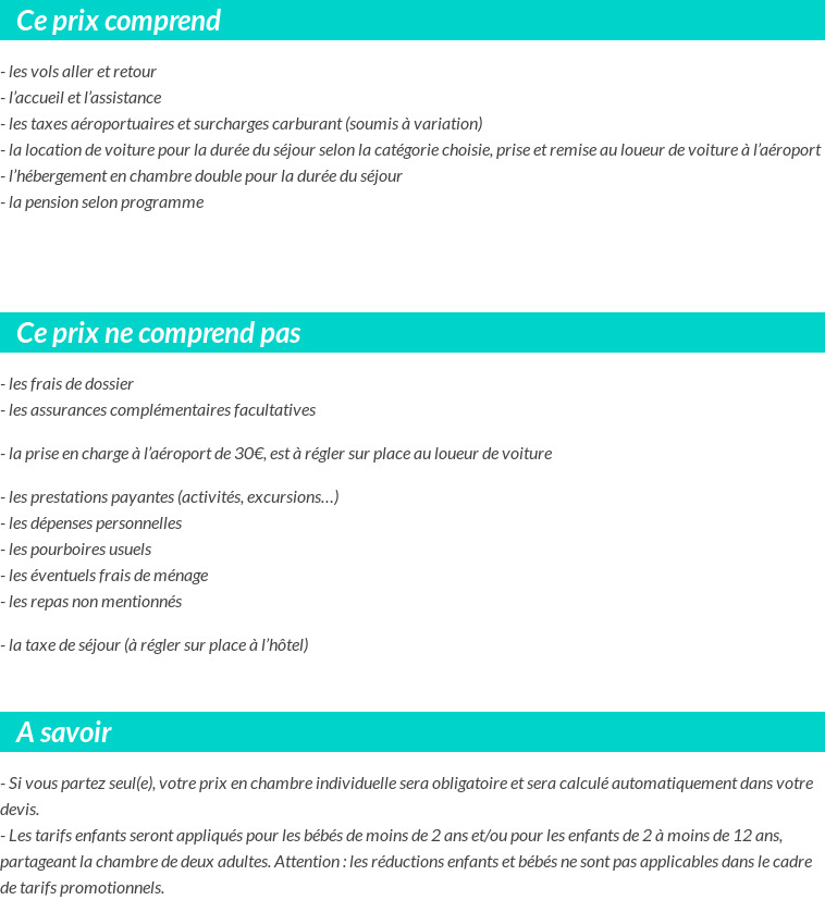 Conditions tarifaires