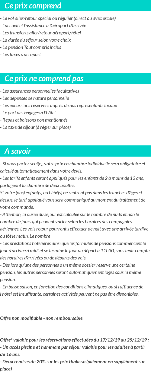 Conditions tarifaires