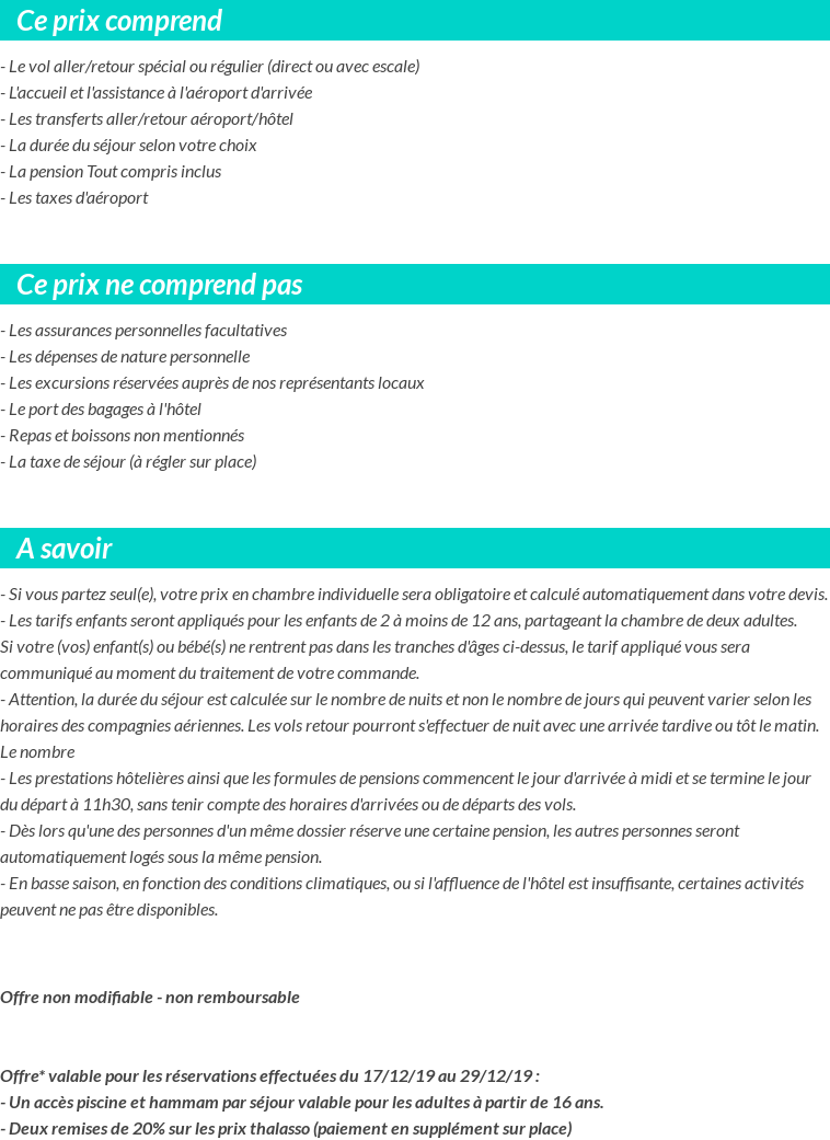Conditions tarifaires