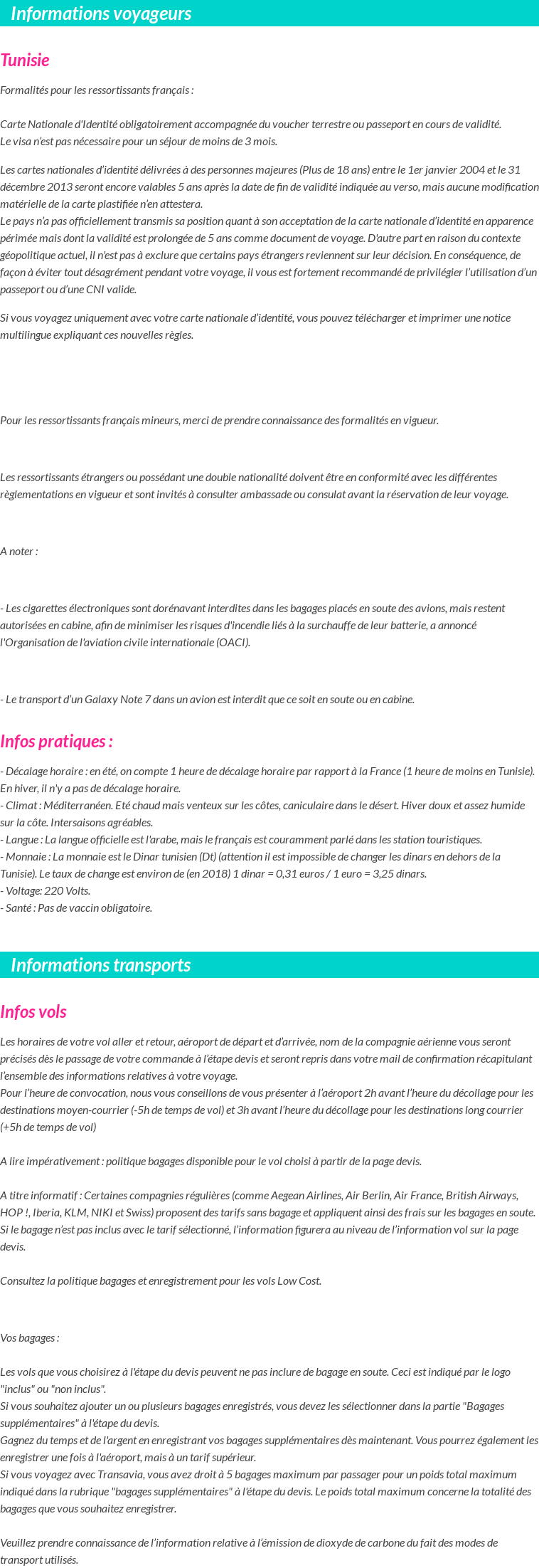 Formalités et infos voyageurs
