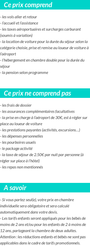 Conditions tarifaires