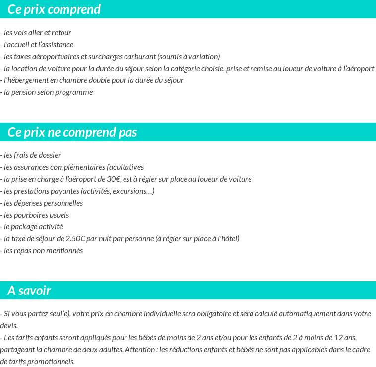Conditions tarifaires