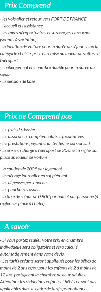 Conditions tarifaires
