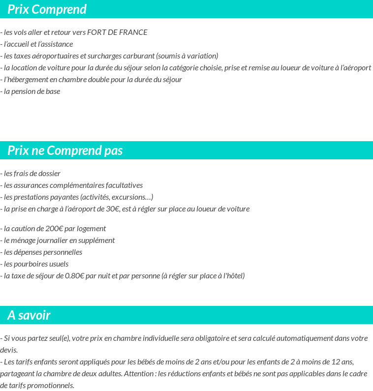 Conditions tarifaires