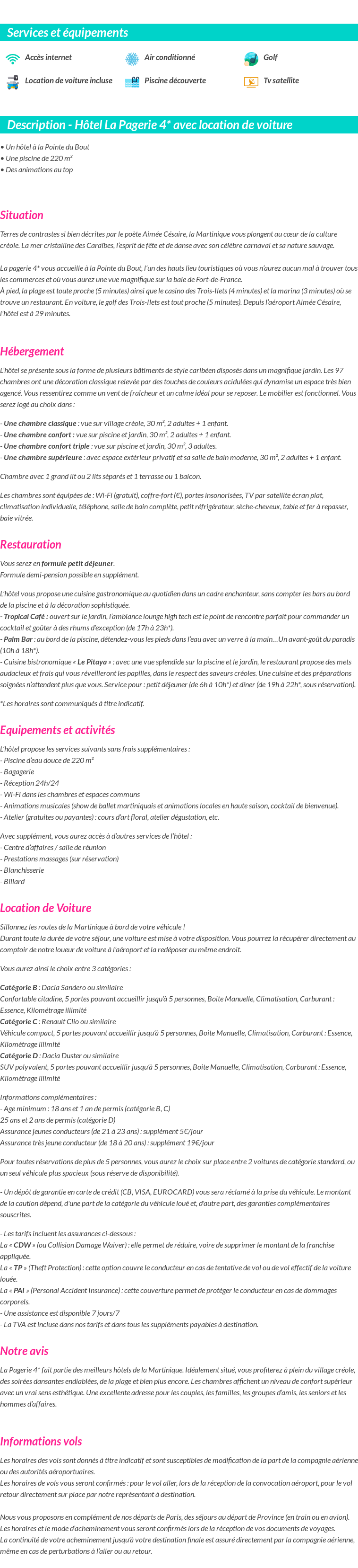 Détails du séjour