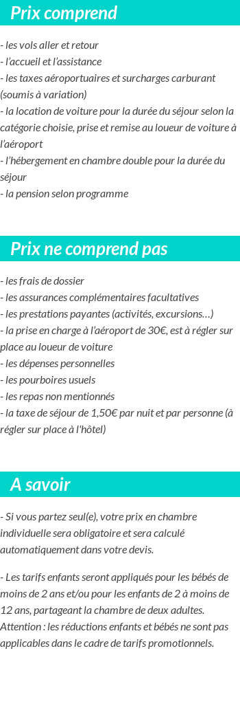 Conditions tarifaires