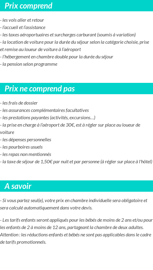 Conditions tarifaires