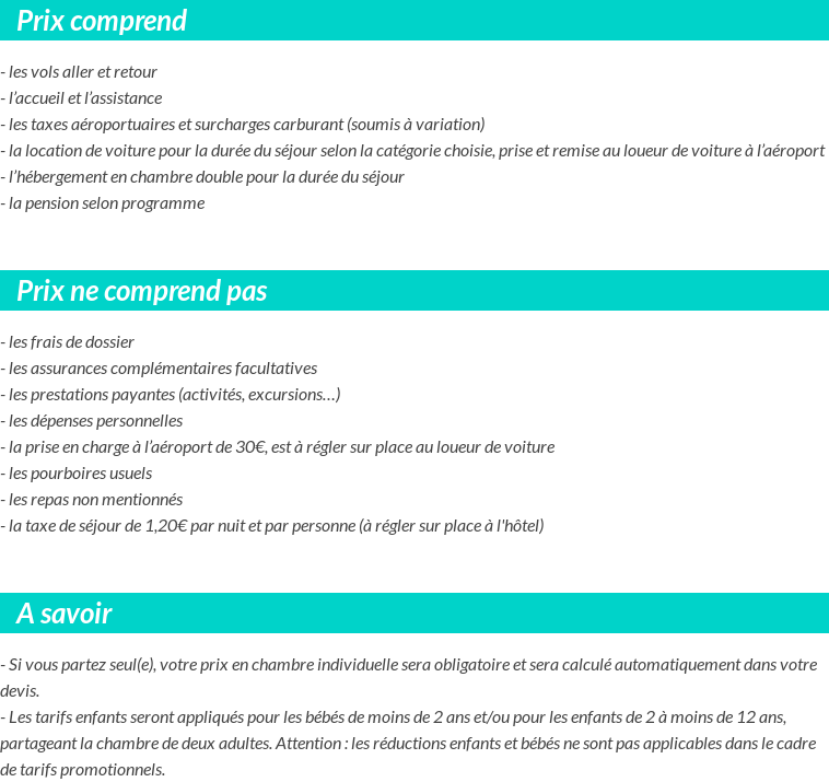 Conditions tarifaires
