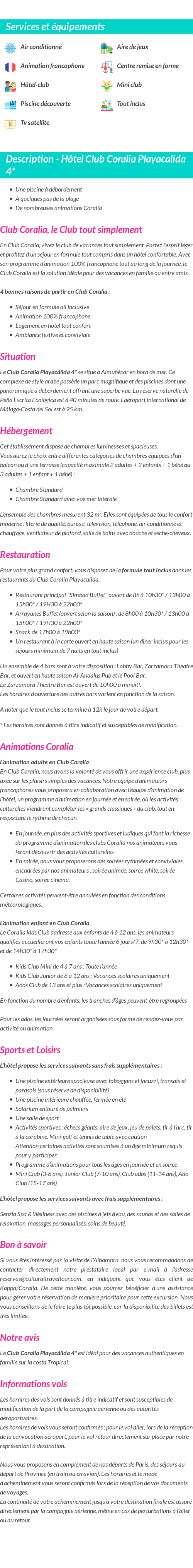 Détails du séjour